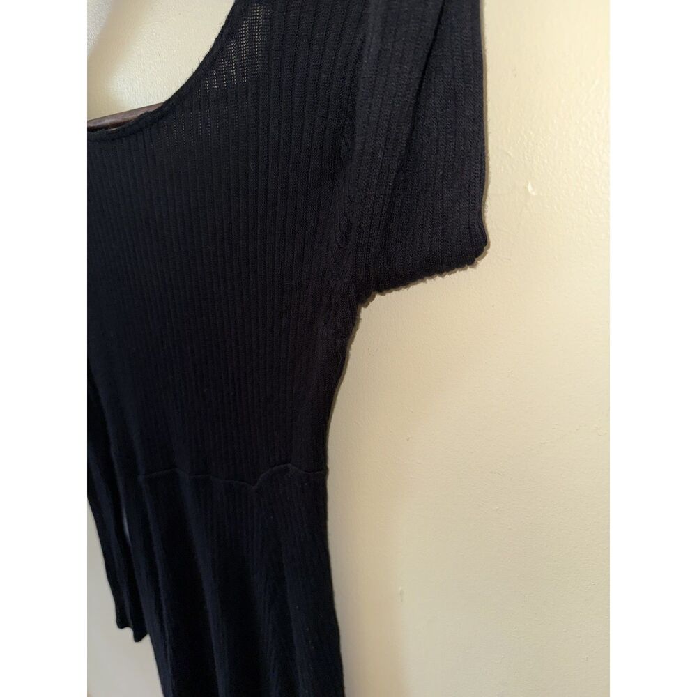 American Eagle Soft & Sexy Black Ribbed Long Sleeve V-Neck Dress - Small - Picture 4 of 9